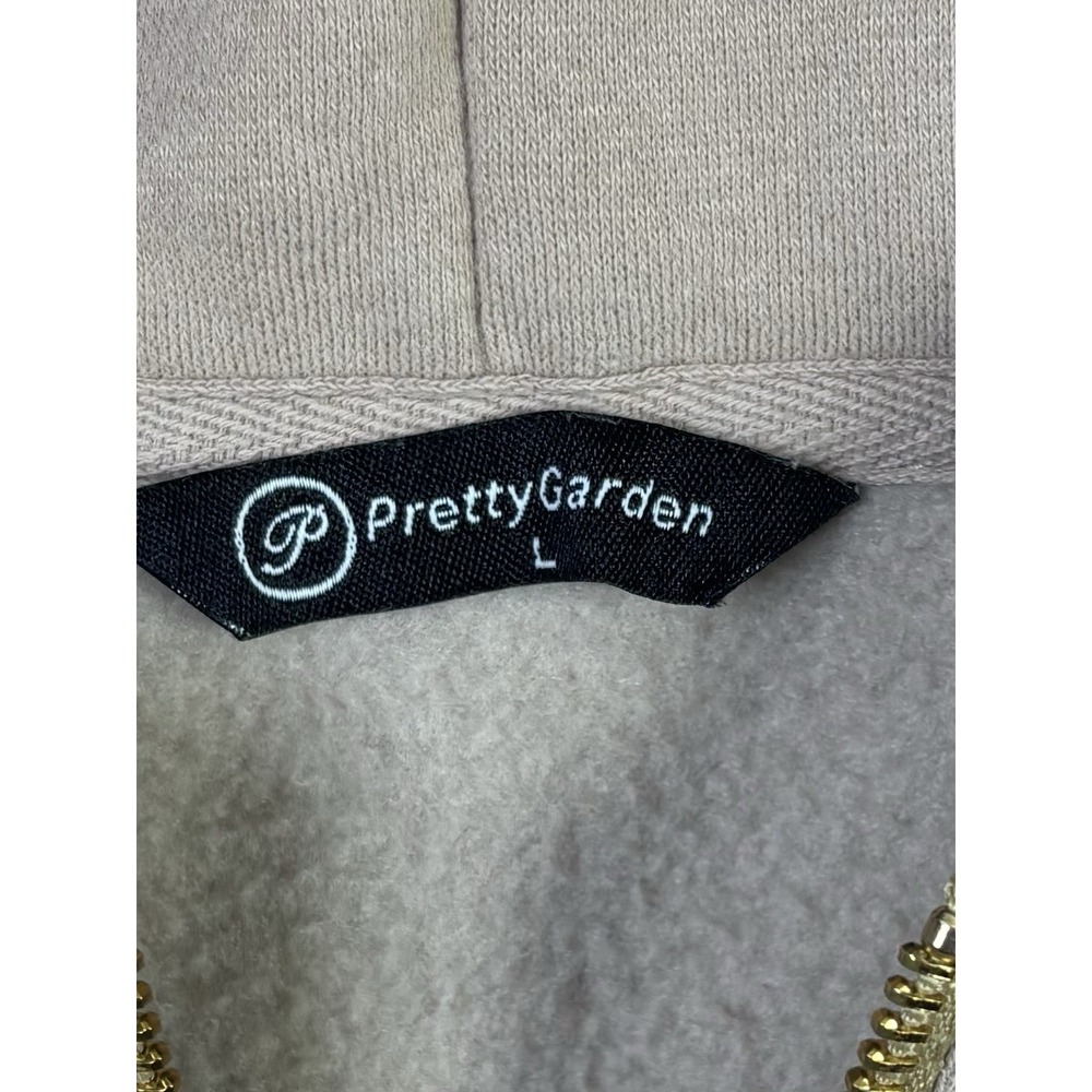 Pretty Garden Hoodie Women's Large Taupe Half Zip Fleece Sweatshirt Outdoor - Picture 3 of 10